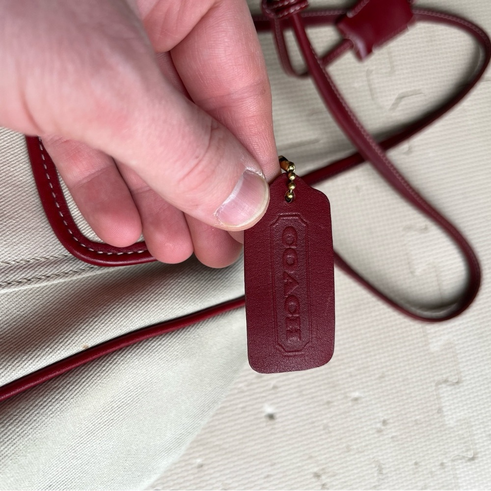 Coach Cream Canvas Satchel Red Leather Trim Gold Hardware – Read Description - Picture 12 of 14